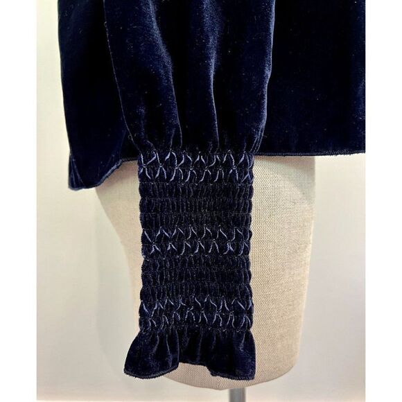 Joie Aneisha Velvet Cold-Shoulder Smocked Top in Midnight Sky Size XS - Picture 8 of 9